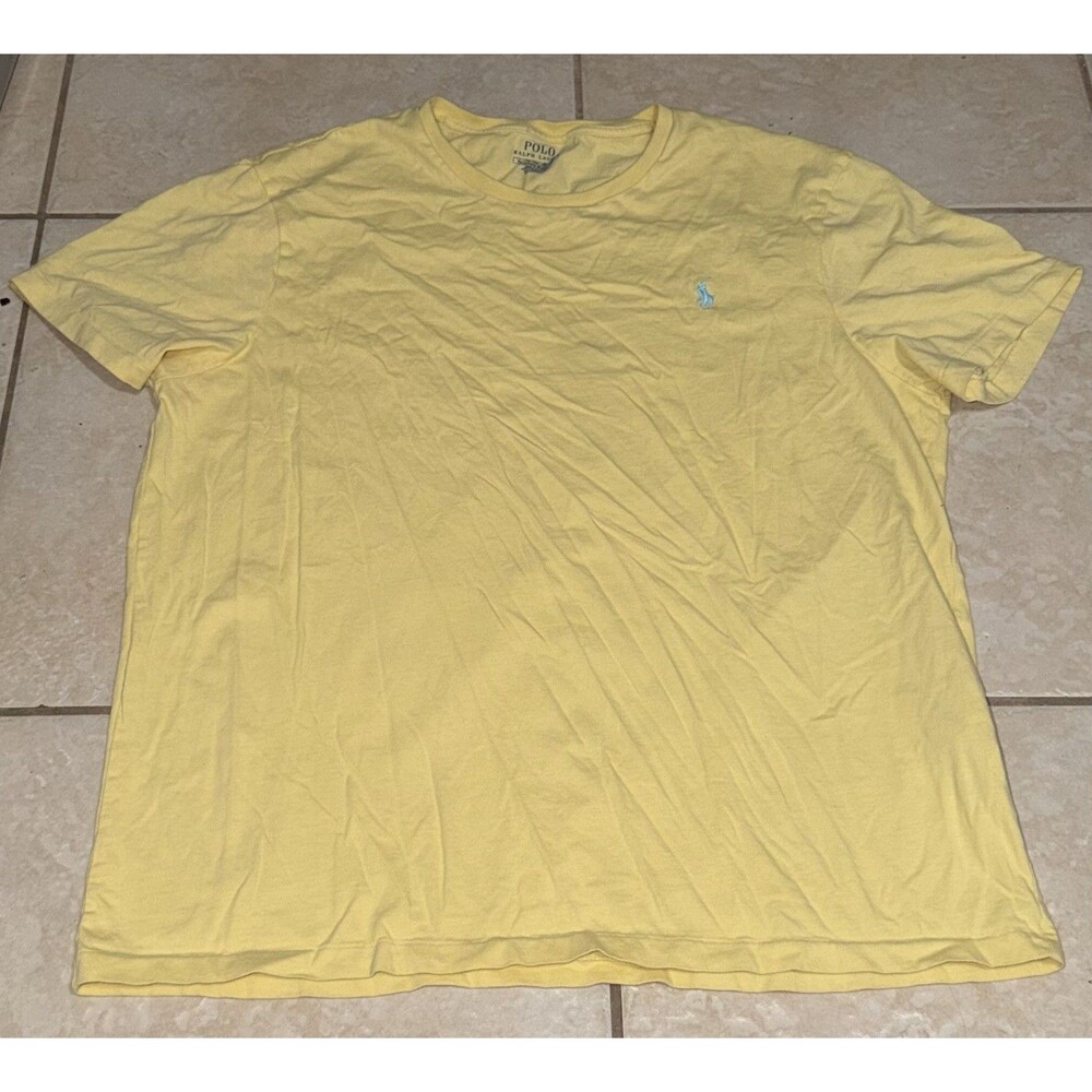 Polo Ralph Lauren Men’s Cotton Crewneck T-Shirt Embroidered Pony Logo Yellow XL